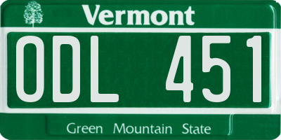 VT license plate ODL451
