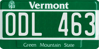 VT license plate ODL463