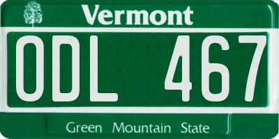 VT license plate ODL467
