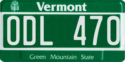 VT license plate ODL470