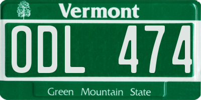 VT license plate ODL474