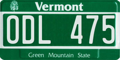 VT license plate ODL475