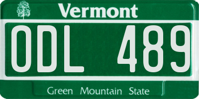 VT license plate ODL489