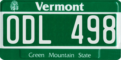 VT license plate ODL498