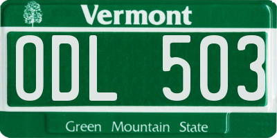VT license plate ODL503