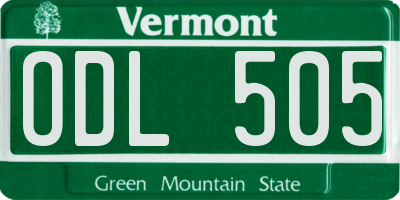 VT license plate ODL505