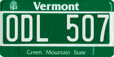 VT license plate ODL507