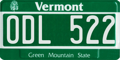 VT license plate ODL522