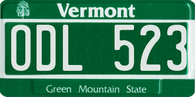 VT license plate ODL523