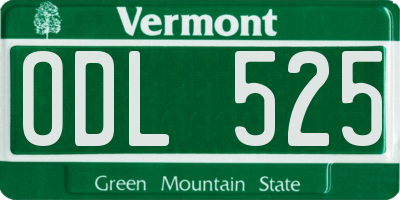 VT license plate ODL525