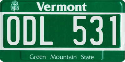 VT license plate ODL531