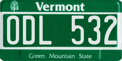 VT license plate ODL532