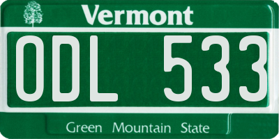 VT license plate ODL533