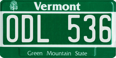 VT license plate ODL536