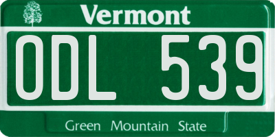 VT license plate ODL539