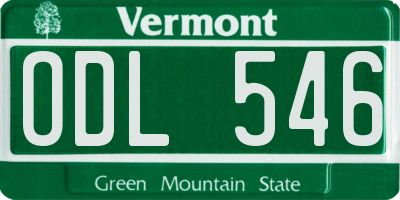 VT license plate ODL546