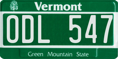 VT license plate ODL547