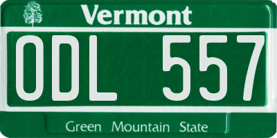 VT license plate ODL557