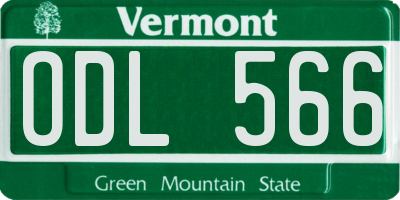 VT license plate ODL566