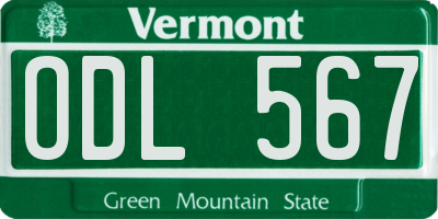 VT license plate ODL567