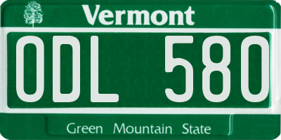 VT license plate ODL580