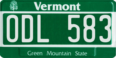 VT license plate ODL583