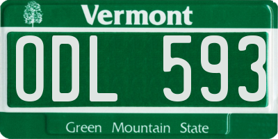 VT license plate ODL593