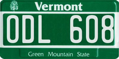 VT license plate ODL608