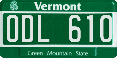 VT license plate ODL610