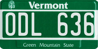 VT license plate ODL636