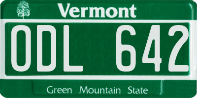 VT license plate ODL642