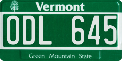 VT license plate ODL645