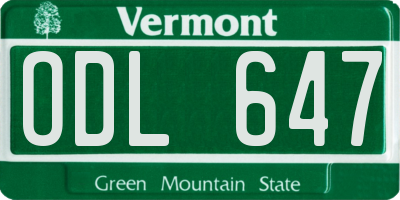 VT license plate ODL647