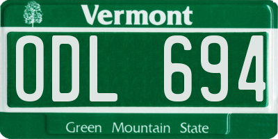 VT license plate ODL694