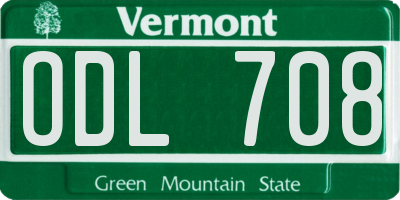 VT license plate ODL708