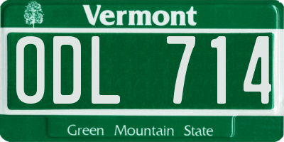 VT license plate ODL714