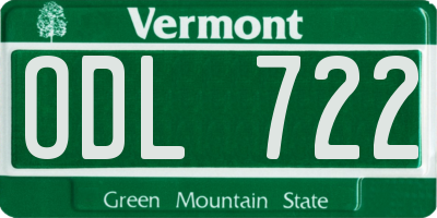 VT license plate ODL722