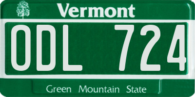 VT license plate ODL724