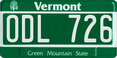 VT license plate ODL726