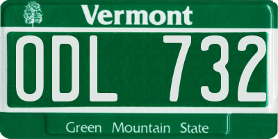 VT license plate ODL732