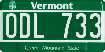VT license plate ODL733