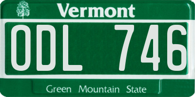 VT license plate ODL746