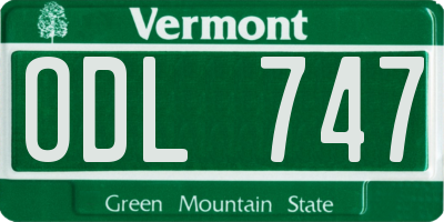 VT license plate ODL747