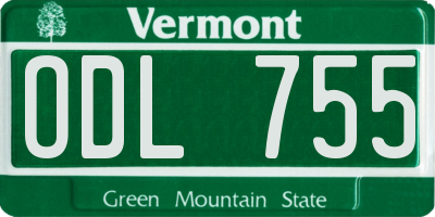 VT license plate ODL755