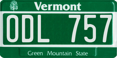VT license plate ODL757
