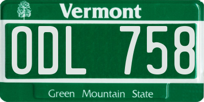 VT license plate ODL758