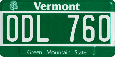 VT license plate ODL760