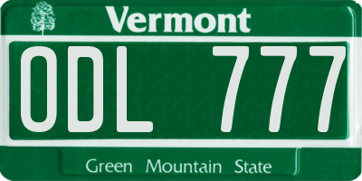 VT license plate ODL777