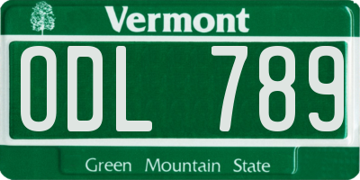 VT license plate ODL789