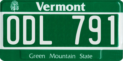 VT license plate ODL791
